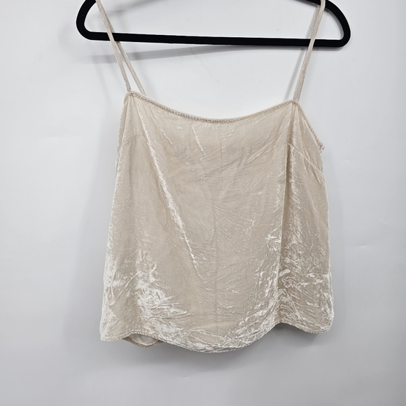 Reformation Ross Velvet Silk Cami Top Beige Neutral‎ Straight Neckline Size M - Picture 3 of 7